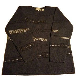 Joseph Abboud Mens Size Large Hand Knit Wool Sweater Blue VTG